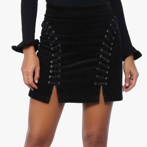 Black Corduroy Mini Skirt